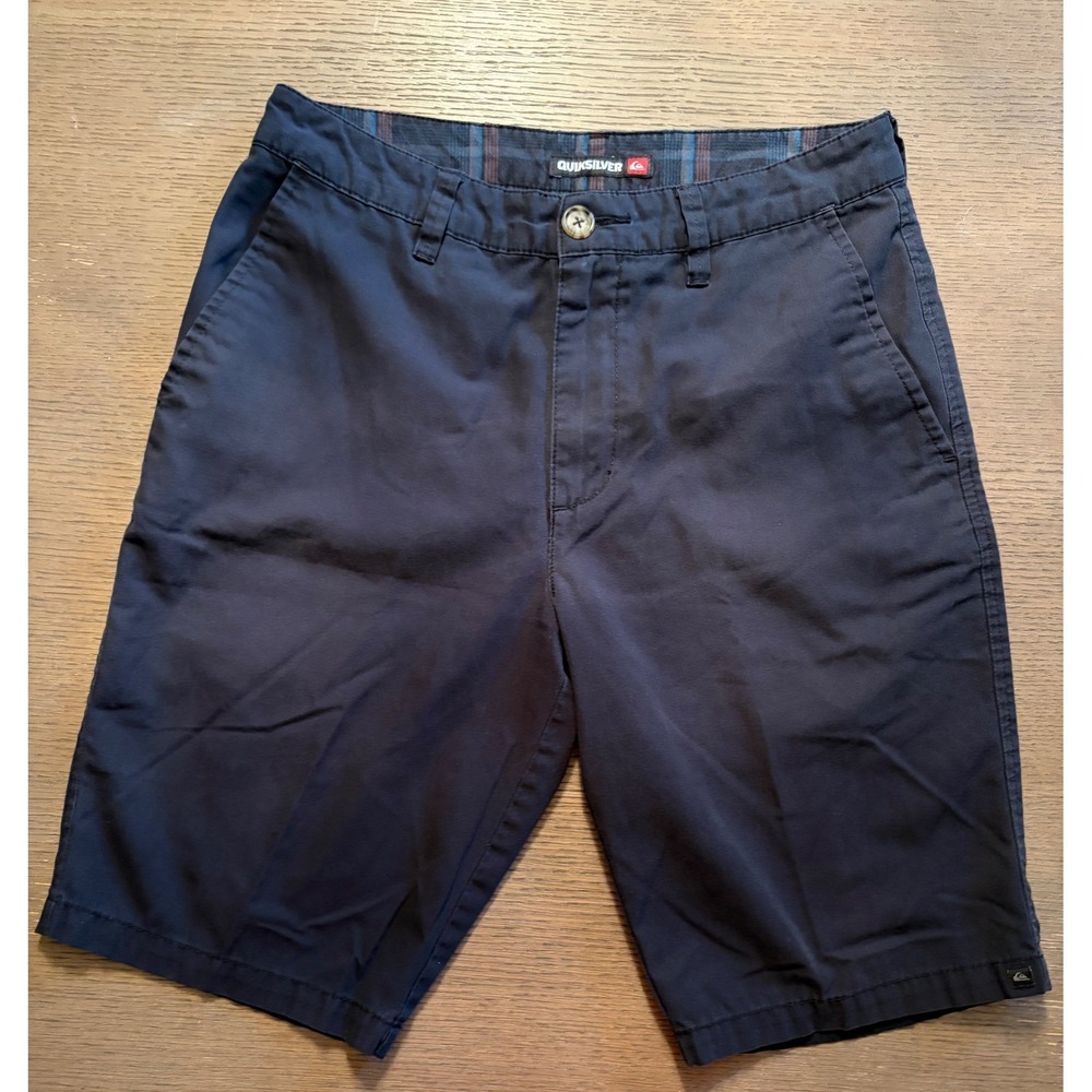 Quiksilver Mens Navy Blue Flat Front Chino Walk Shorts Size 28